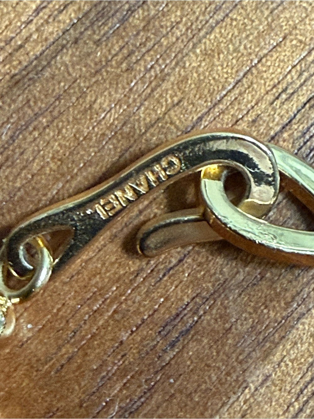 CHANEL Gold Quilted Camellia Pendant Hook Necklace (Please see description)